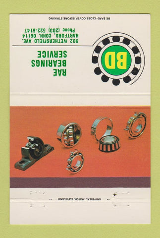 Matchbook Cover - Rae Bearings Service Hartford CT 40 Strike