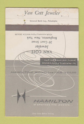 Matchbook Cover - Hamilton Watches Van Cott Jewelry Binghamton NY 40 Strike