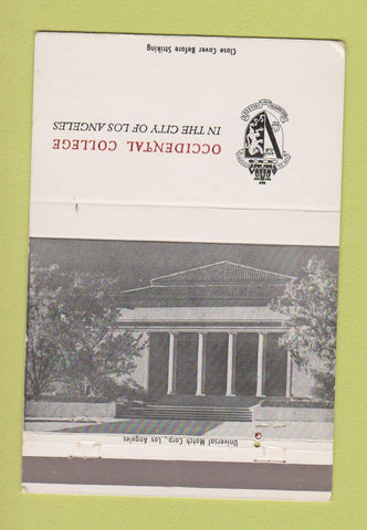 Matchbook Cover - Occidental College Los Angeles CA 40 Strike