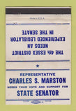 Matchbook Cover - Charles MARtin State Senator Election WEAR 40 Strike