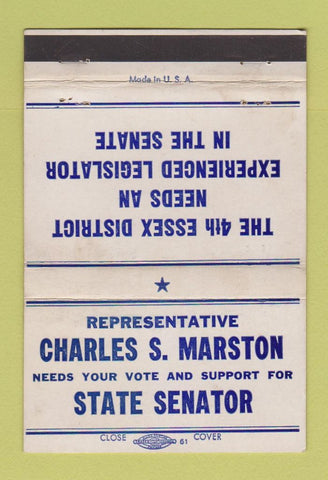 Matchbook Cover - Charles MARtin State Senator Election WEAR 40 Strike
