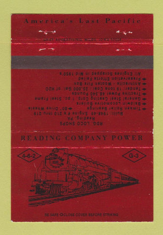 Matchbook Cover - Reading Railroad Historic PA Match Club RED 40 Strike