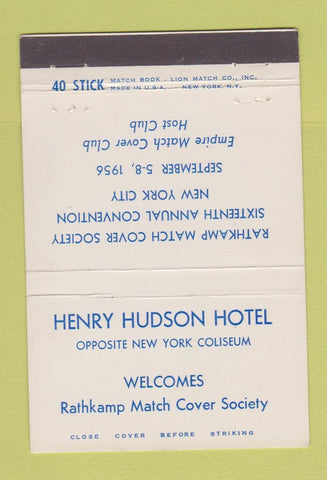 Matchbook Cover - Henry Hudson Hotel RMS New York City  40 Stick
