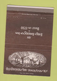Matchbook Cover - Old Drovers Inn Dover Plain NY 40 Strike