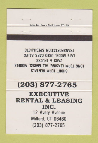 Matchbook Cover - Executive Rental Leasing Milford CT 40 Strike
