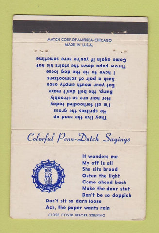 Matchbook Cover - PA Dutch Sayings American Business Club Allentown PA 40 Strike