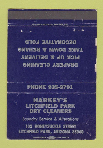 Matchbook Cover - Harkey's Litchfield Park Dry Cleaners AZ WEAR 40 Strike