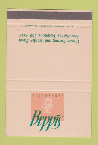 Matchbook Cover - Beppis Ristorante East Sydney Australia 40 Strike
