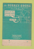 Matchbook Cover - Surrey House Houston TX IMPRINT WEAR 40 Strike