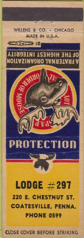 Matchbook Cover - Matchbook Cover Moose Lodge Coatesville PA