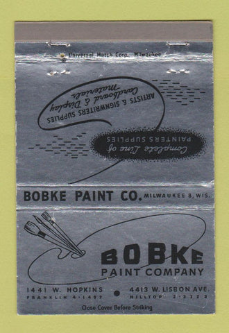 Matchbook Cover - Bobke Paint Company Milwaukee WI 40 Strike