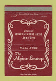 Matchbook Cover - Alpine Lounge Chicago IL 40 Strike
