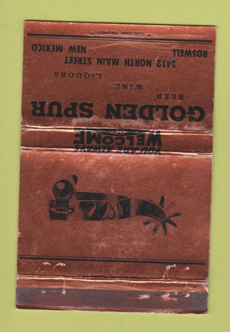 Matchbook Cover - Golden Spur Liquor Roswell NM WEAR 40 Strike