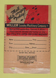 Matchbook Cover - Miller Laundry Machine Detroit MI WORN 40 Strike