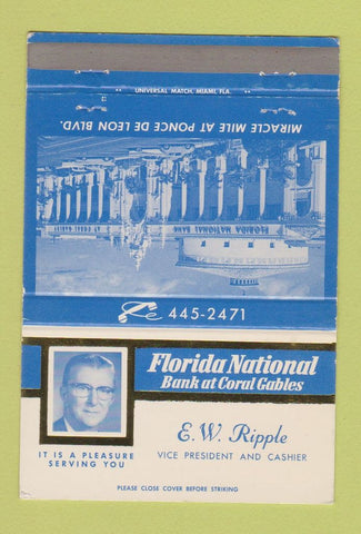 Matchbook Cover - Florida National Bank Coral Gables FL EW Ripple 40 Strike