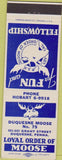 Matchbook Cover - Matchbook Cover Moose Lodge Duquesne PA