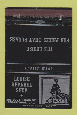 Matchbook Cover - Louise Apparel Women's Clothes Sebastopol CA 40 Strike