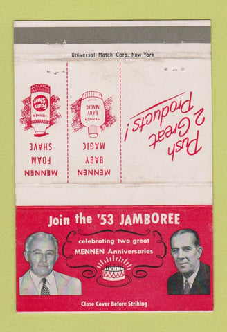 Matchbook Cover - Memmen Jamboree Anniversary Shave Cream 1953 WEAR 40 Strike