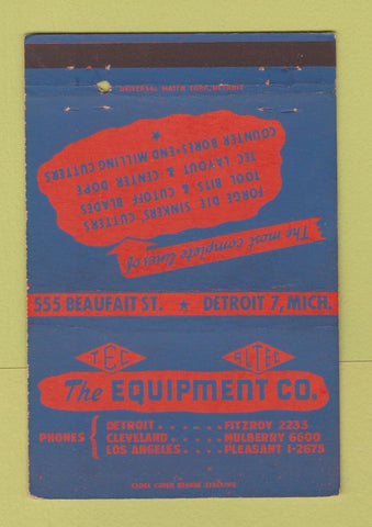 Matchbook Cover - TEC Equipment Detroit MI 40 Strike