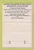 Matchbook Cover - United Transportation Union Insurance 40 Strike
