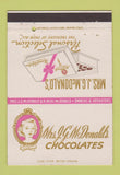 Matchbook Cover - Mrs JG McDonald's Chocolates Salt Lake City UT 40 Strike