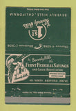 Matchbook Cover - 1st Federal Savings Bank Beverly Hills CA 40 Strike