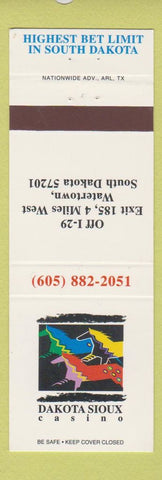 Matchbook Cover - Dakota Sioux Casino Watertown SD