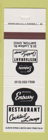 Matchbook Cover - Moraine Embassy Restaurant Dayton OH