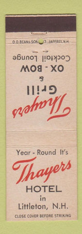Matchbook Cover - Thayers Hotel Littleton NH DD Bean
