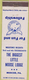 Matchbook Cover - Matchbook Cover Moose Lodge Mercer PA