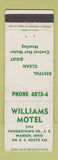 Matchbook Cover - Williams Motel Warren OH