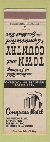 Matchbook Cover - Congress Hotel St Louis MO