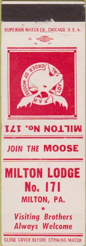 Matchbook Cover - Matchbook Cover Moose Lodge Milton PA