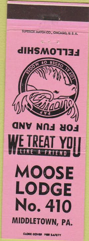 Matchbook Cover - Matchbook Cover Moose Lodge Middletown PA pink