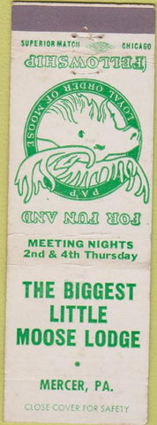 Matchbook Cover - Matchbook Cover Moose Lodge Mercer PA