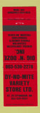 Matchbook Cover - Dy No Mite Variety Effingham NH excavating concrete Freedom