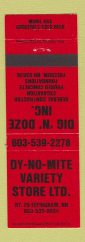 Matchbook Cover - Dy No Mite Variety Effingham NH excavating concrete Freedom