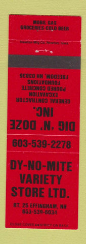 Matchbook Cover - Dy No Mite Variety Effingham NH excavating concrete Freedom