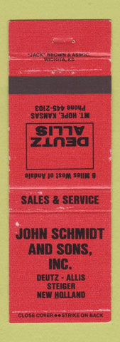 Matchbook Cover - John Schmitz Deutz Allis Mount Hope KS tractors