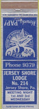 Matchbook Cover - Matchbook Cover Moose Lodge Jersey Shore PA