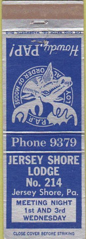 Matchbook Cover - Matchbook Cover Moose Lodge Jersey Shore PA