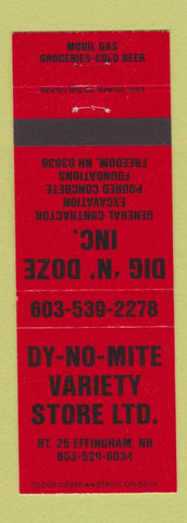 Matchbook Cover - Dy No Mite Variety Effingham NH excavating concrete Freedom
