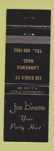 Matchbook Cover - Joe Binette Restaurant Lawrence MA WEAR