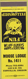Matchbook Cover - Matchbook Cover Moose Lodge Corvallis OR