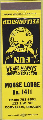 Matchbook Cover - Matchbook Cover Moose Lodge Corvallis OR