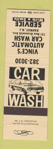 Matchbook Cover - Vince's Car Wash Rahway NJ