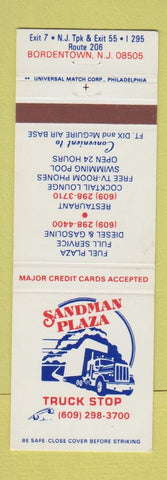 Matchbook Cover - Sandman Plaza Truck Stop Bordentown NJ