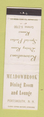 Matchbook Cover - Meadowbrook Dining Room Lounge Portsmouth NH DD Bean