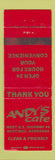 Matchbook Cover - Andy's Cafe Hastings NE