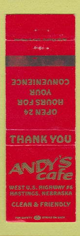Matchbook Cover - Andy's Cafe Hastings NE
